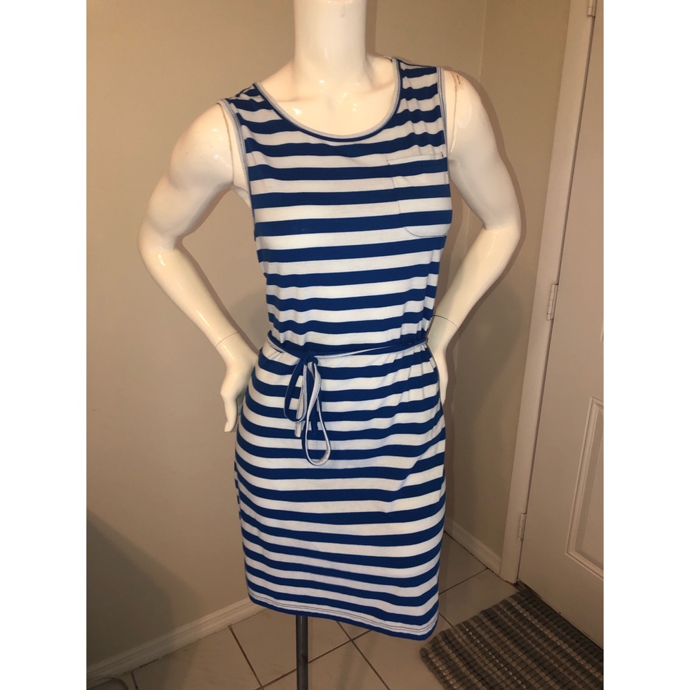 Feathers Blue Striped Summer Dress